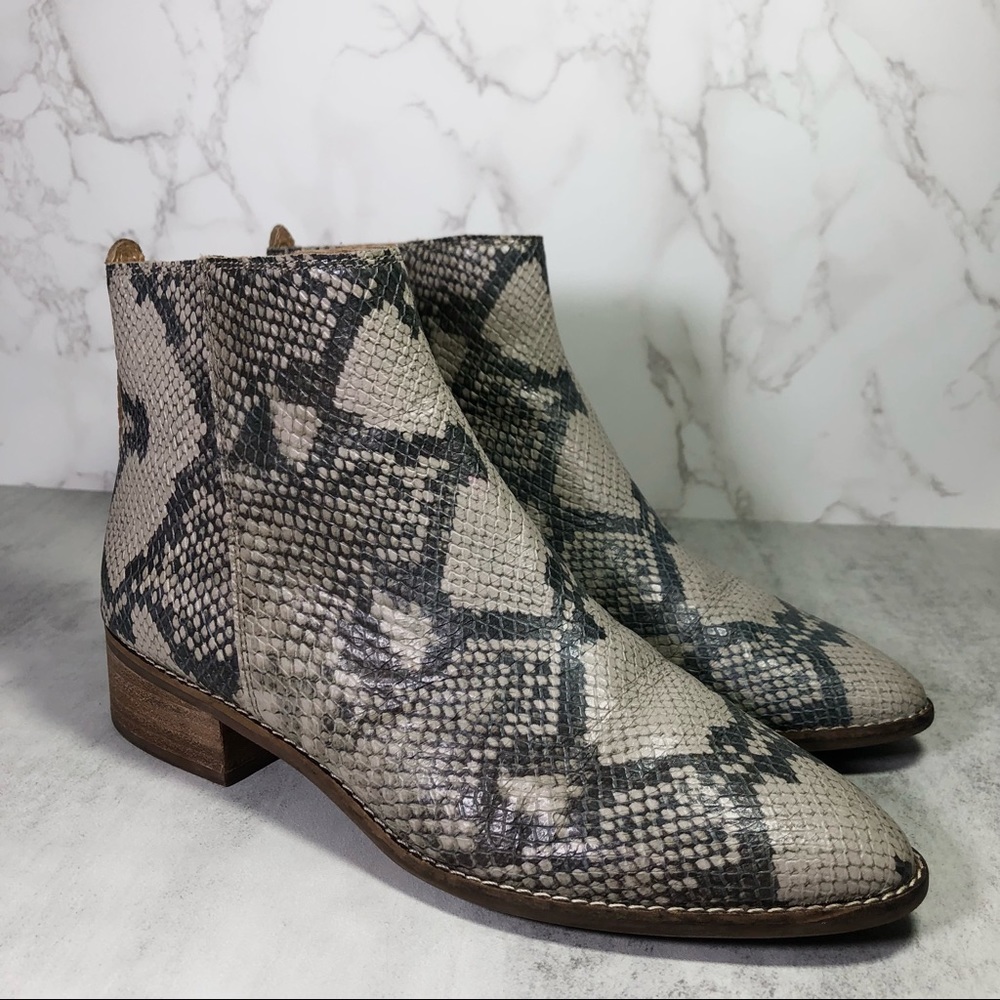 Lucky Brand Letrica Snake Print Leather Zippered Chelsea Boots 7.5 (AE) MSRP$139